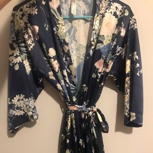 Blue silk robe